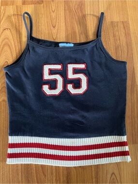 Navy 55 Appliqué Striped Hem Cami Tank Top